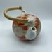 Fujita Kutani Japan Vintage Teapot Wicker Handle Orange Gold Chrysanthemum