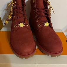 TIMBERLAND PREMIUM 6 IN WATERPROOF BOOT BURGUNDY NUBUCK SZ 6 MM