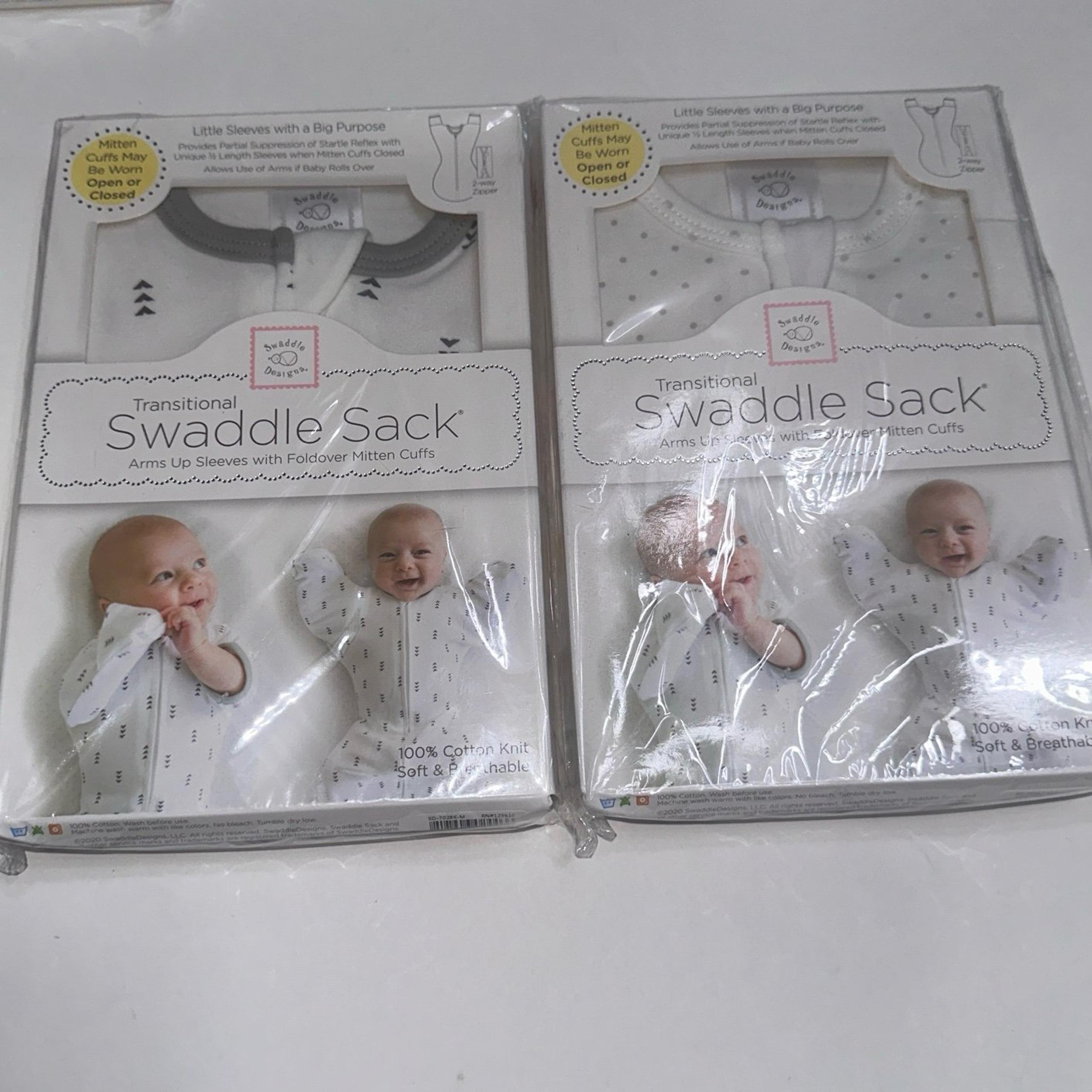 SwaddleDesigns Transitional Swaddle Sack with Arms Up Half-Length Sleeves and Mi