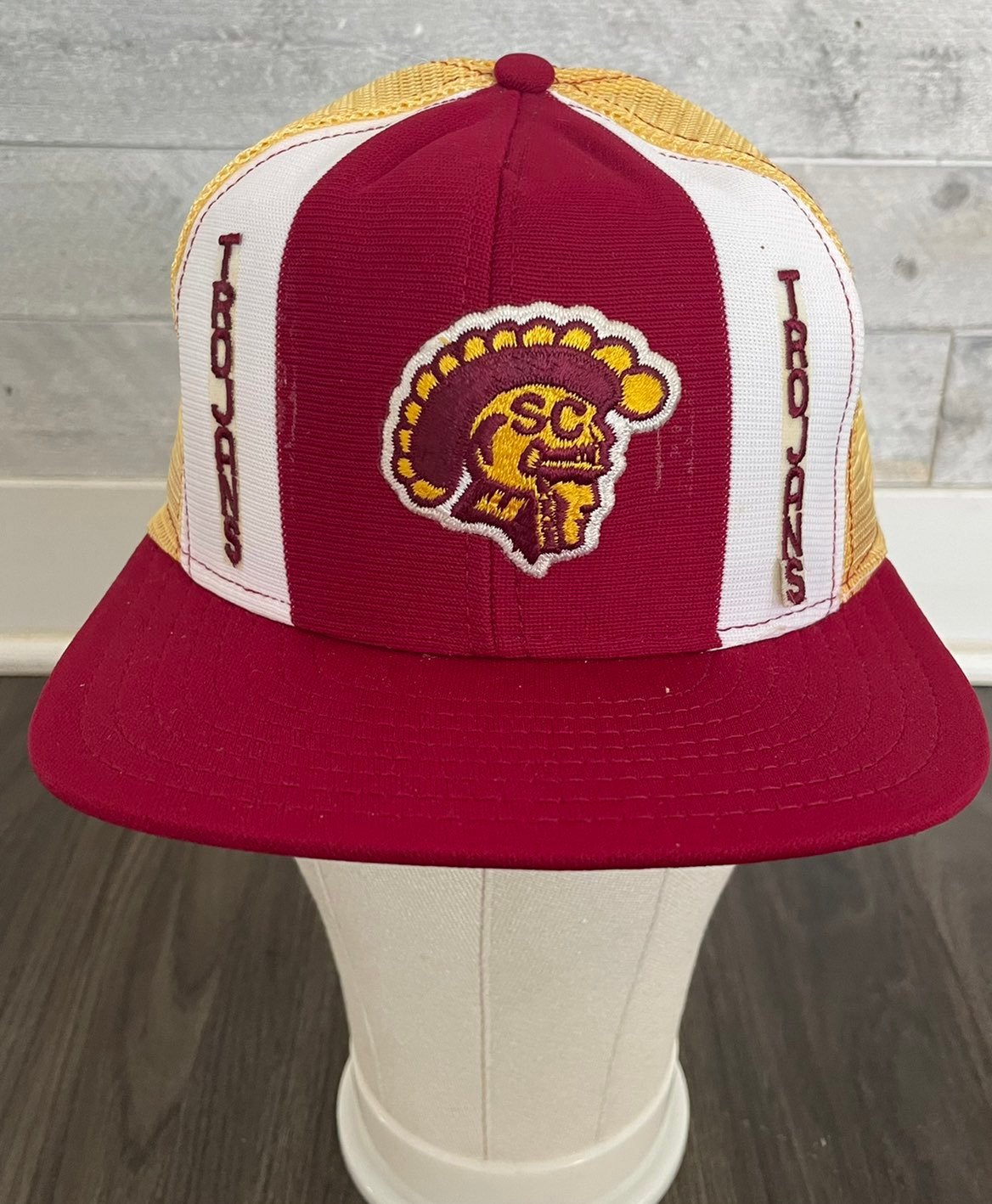 Vintage USC Trojans AJD Lucky Stripes Vintage 80s Trucker Snapback Cap Hat VTG