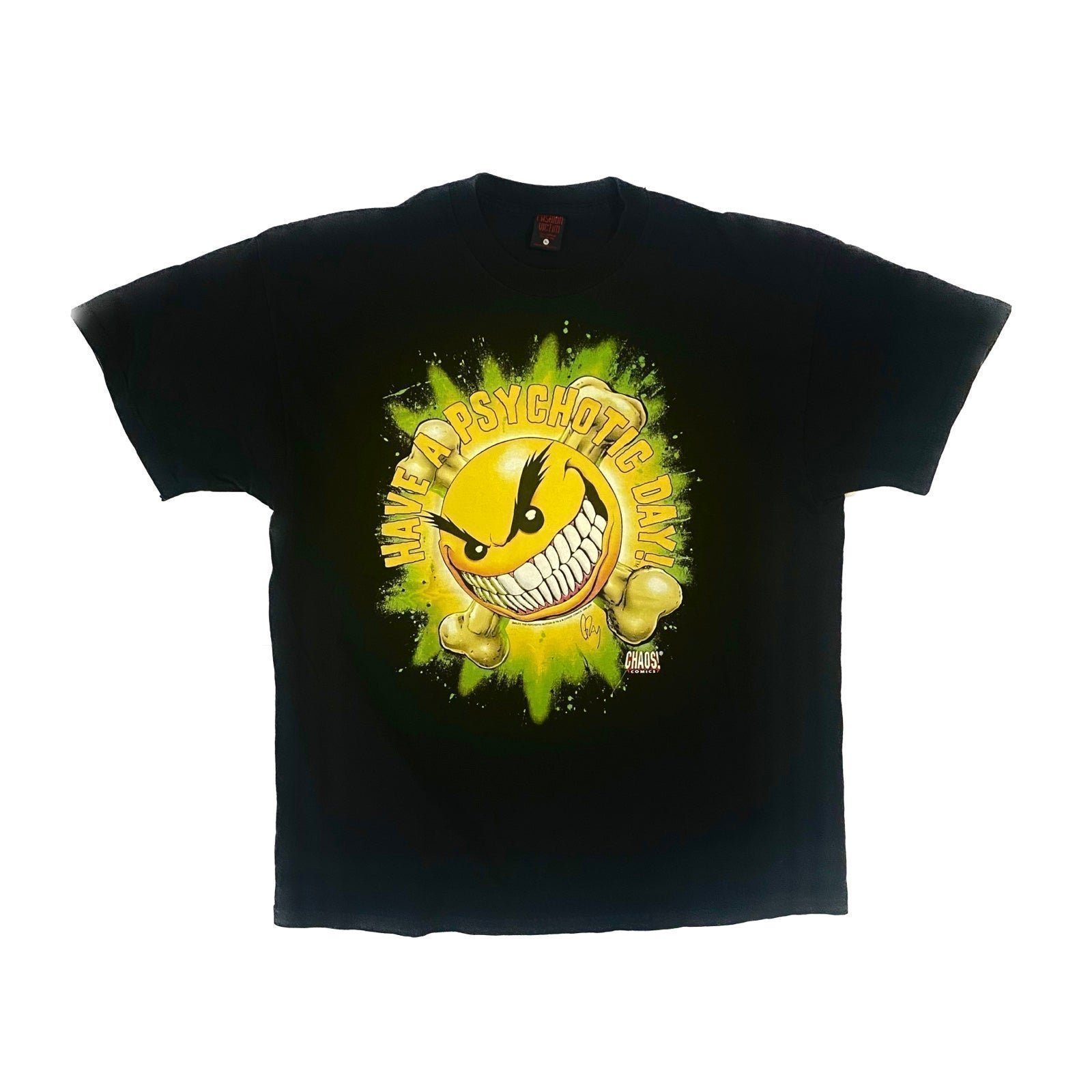 1998 Chaos Comics Have A Psychotic Day T-Shirt (Fashion Victim Tag)