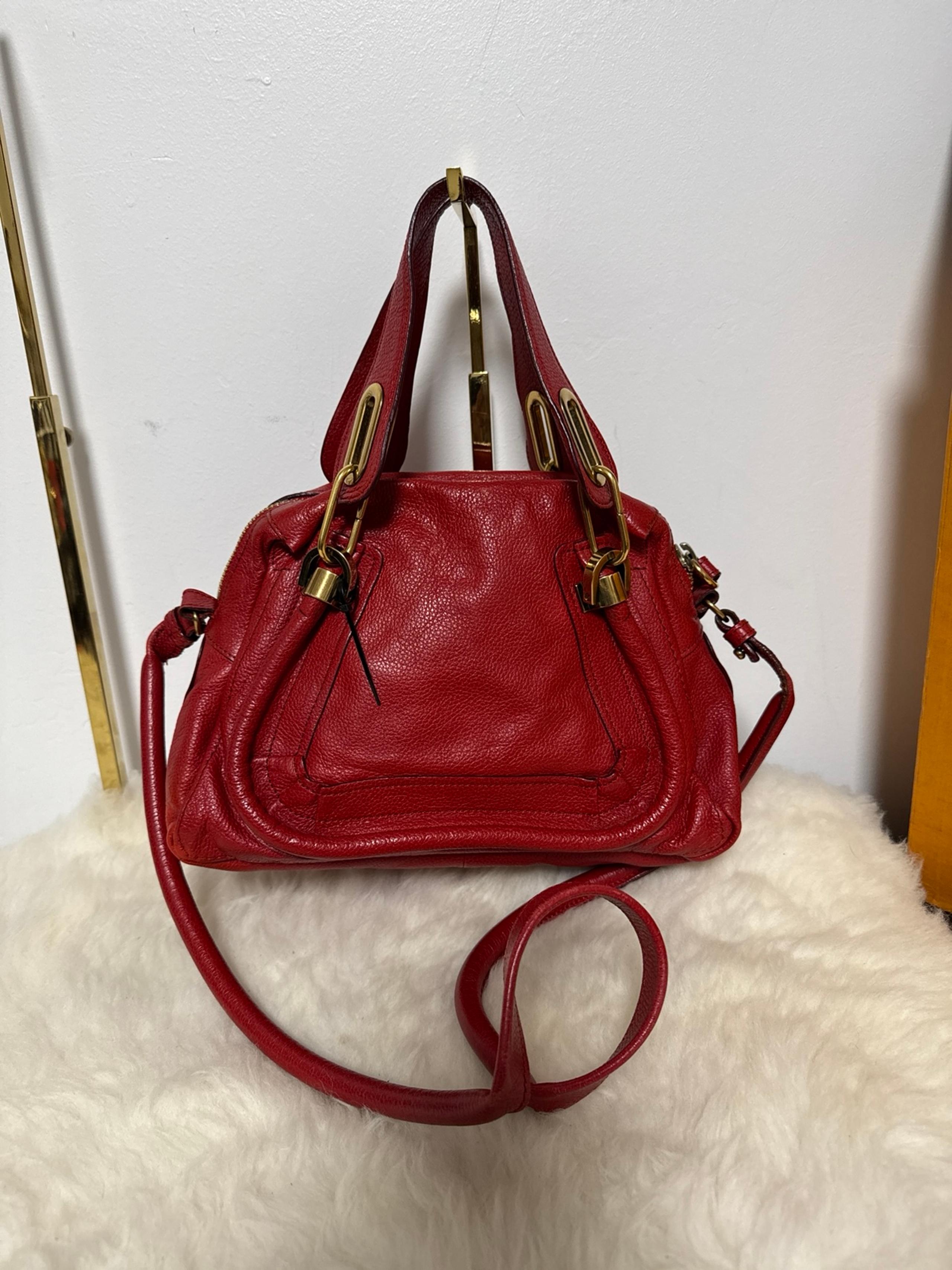 Chloe red leather small two way bag