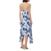 Slate & Willow Blue Tropical Leaf Print Handkerchief Hem Sleeveless Dress Size S