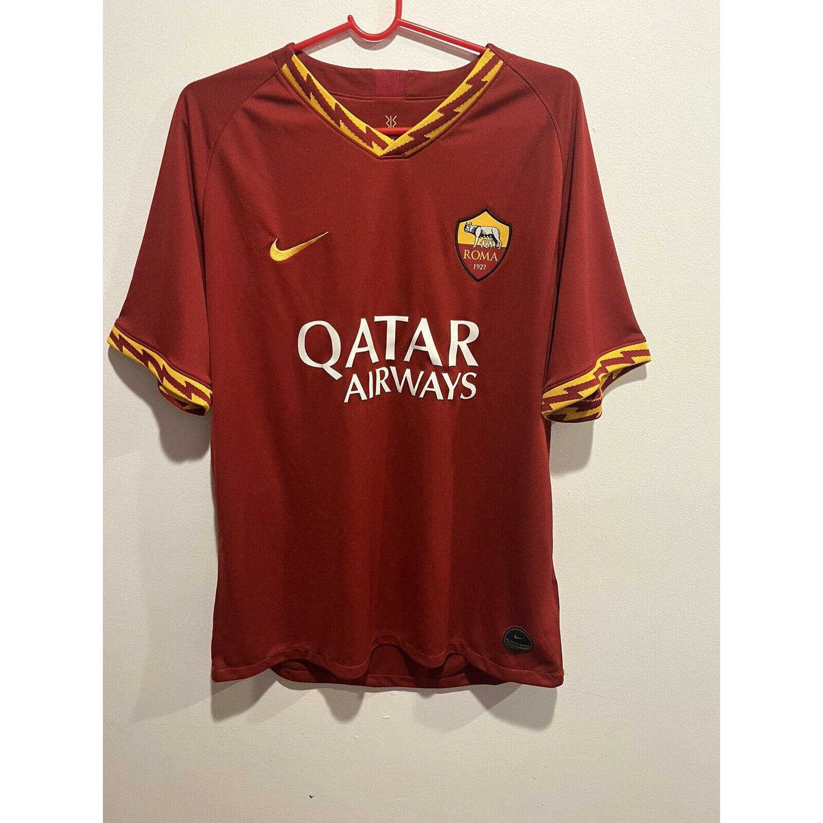Nike AS Roma Soccer Jersey Qatar Airways Red Mens Sz XL 724614-100 Kit Futbol