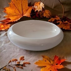 Low Profile Ikebana Planter MCM White Spaceship Atomic Succulents Flat CRAZING.