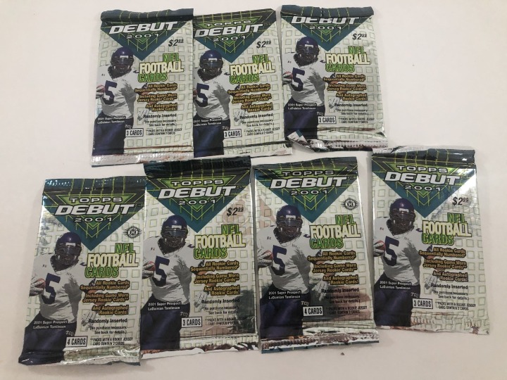 (7) Unopened Packs 2001 Topps Debut NFL - 4 Cards Per Pack.