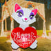 4 Ft Valentine's Day Inflatable Cat with Love Heart Light Up Decoration