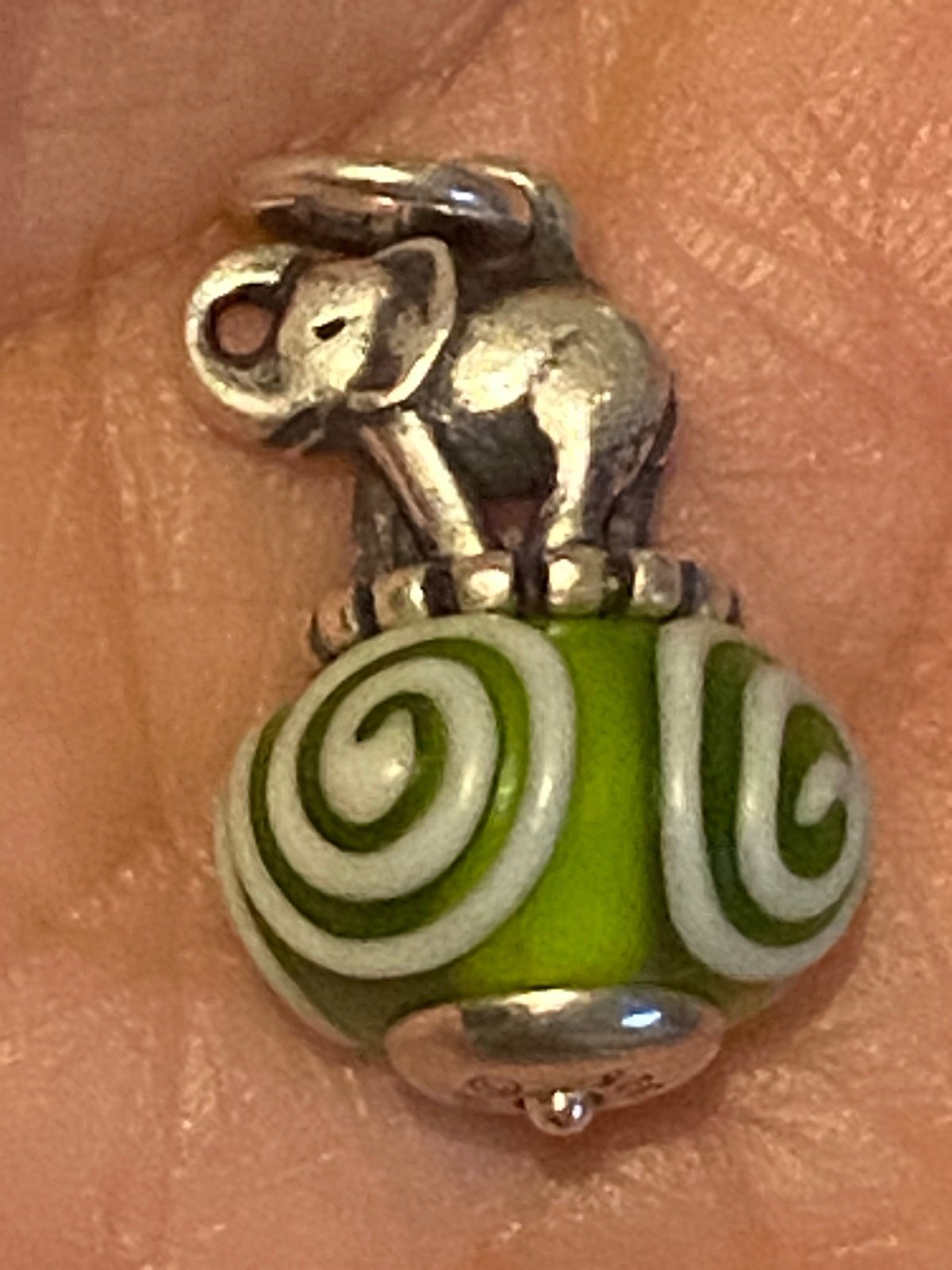 James Avery Retired Brand New in box Elephant Glass Art Bead Finial Charm
