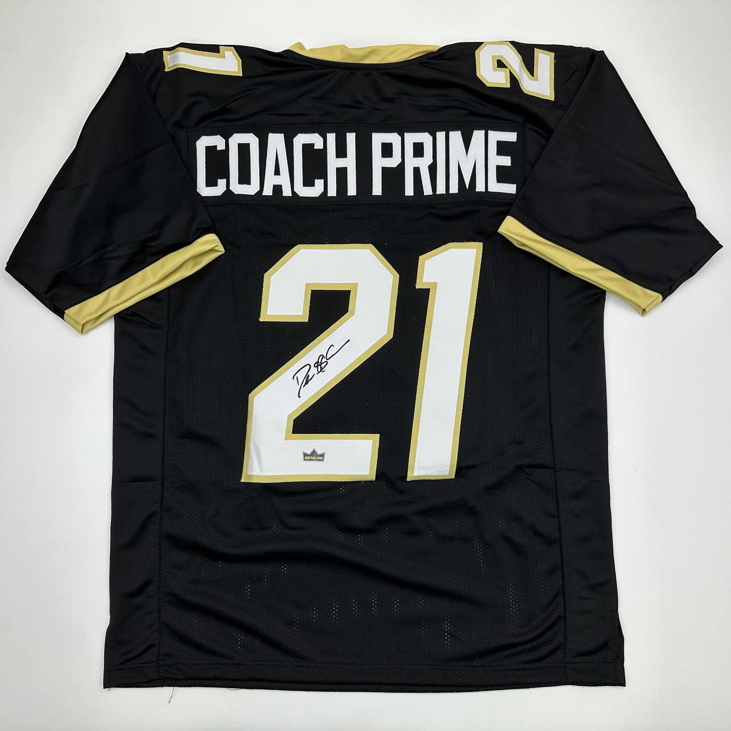 Facsimile Autographed Coach Prime Deion Sanders Colorado Black Auto Jersey Si