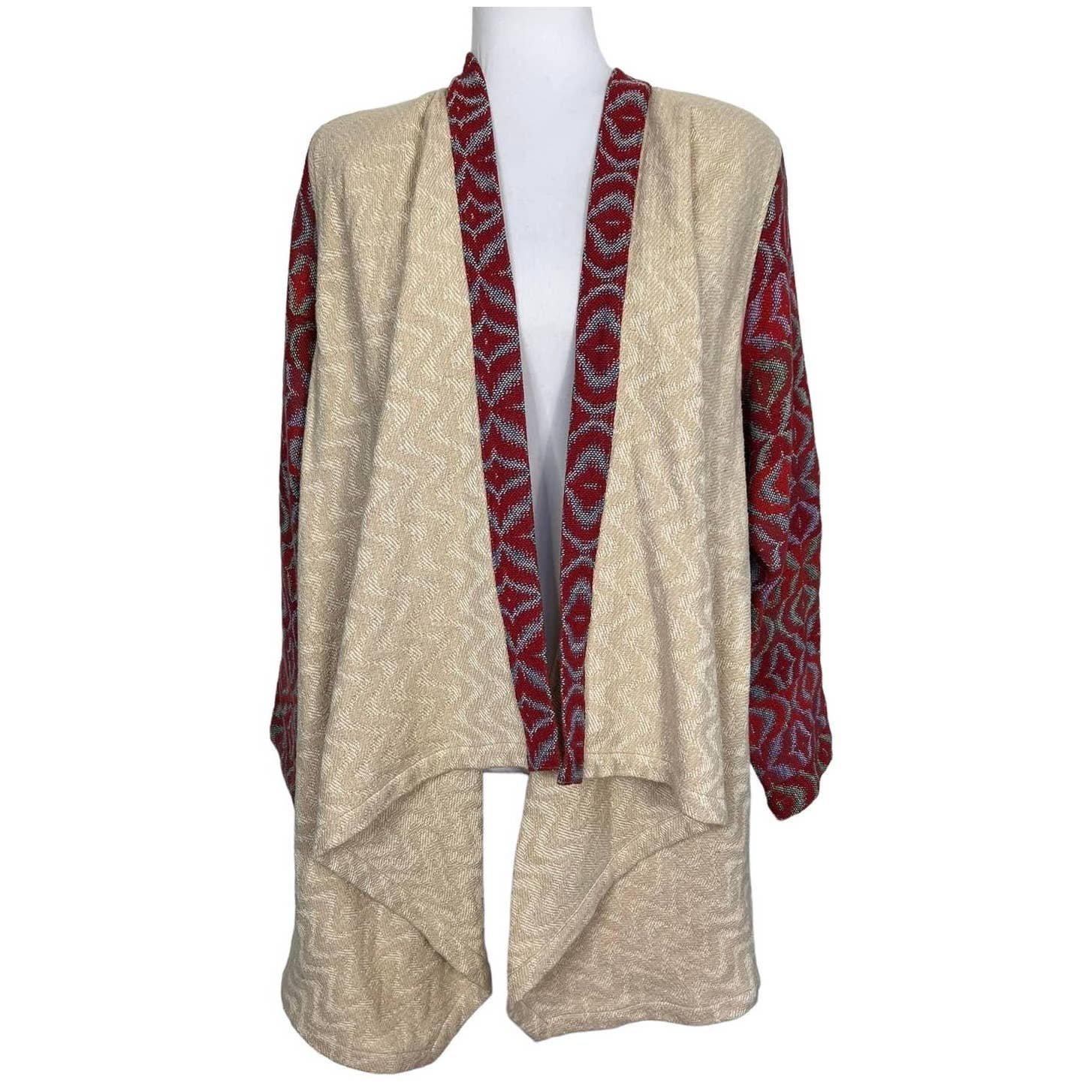 Deborah Hughes Handwoven Artisan Knit Sweater Cotton Open Cardigan New Size M