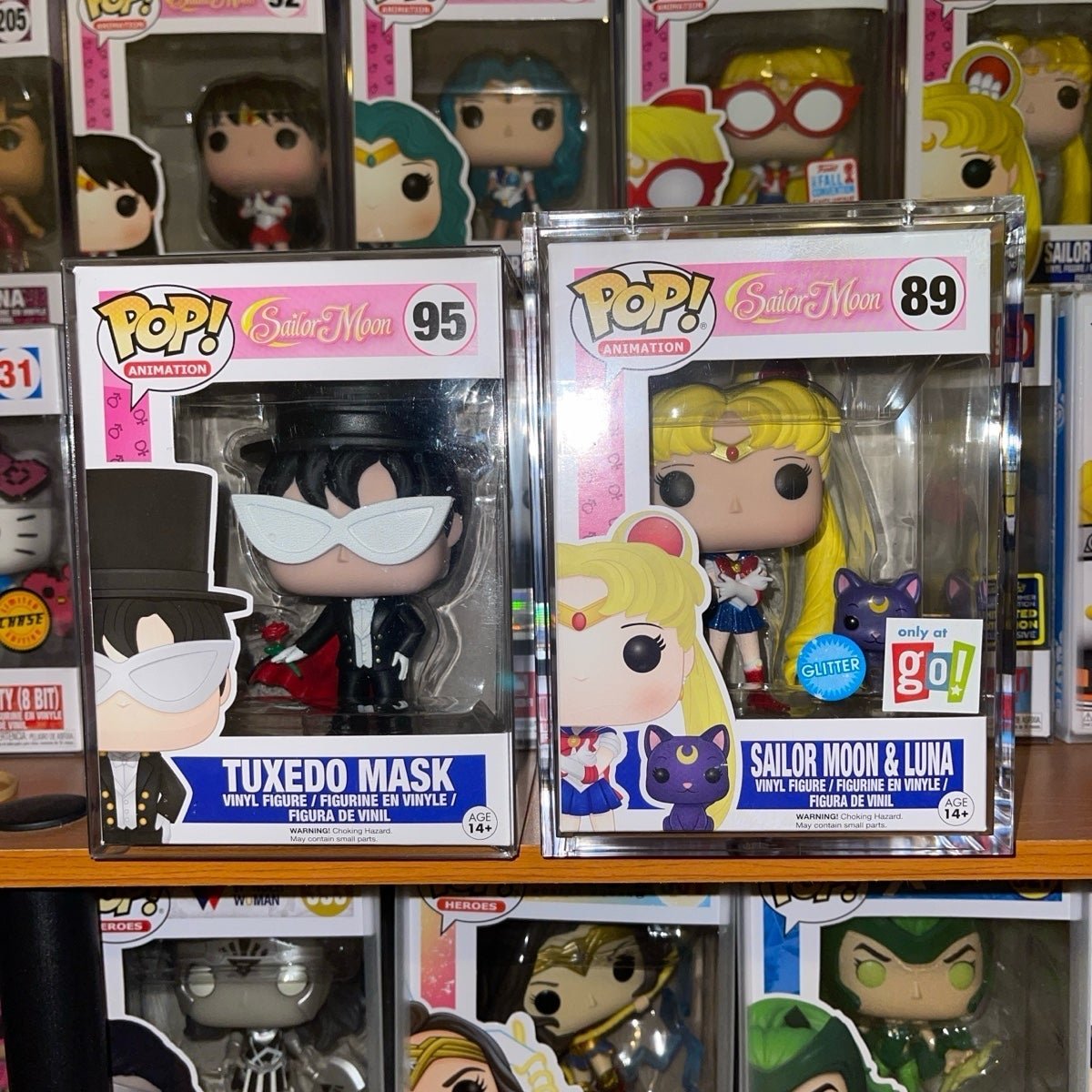 Sailor Moon & Luna GLITTER Funko Pop AND Tuxedo Mask