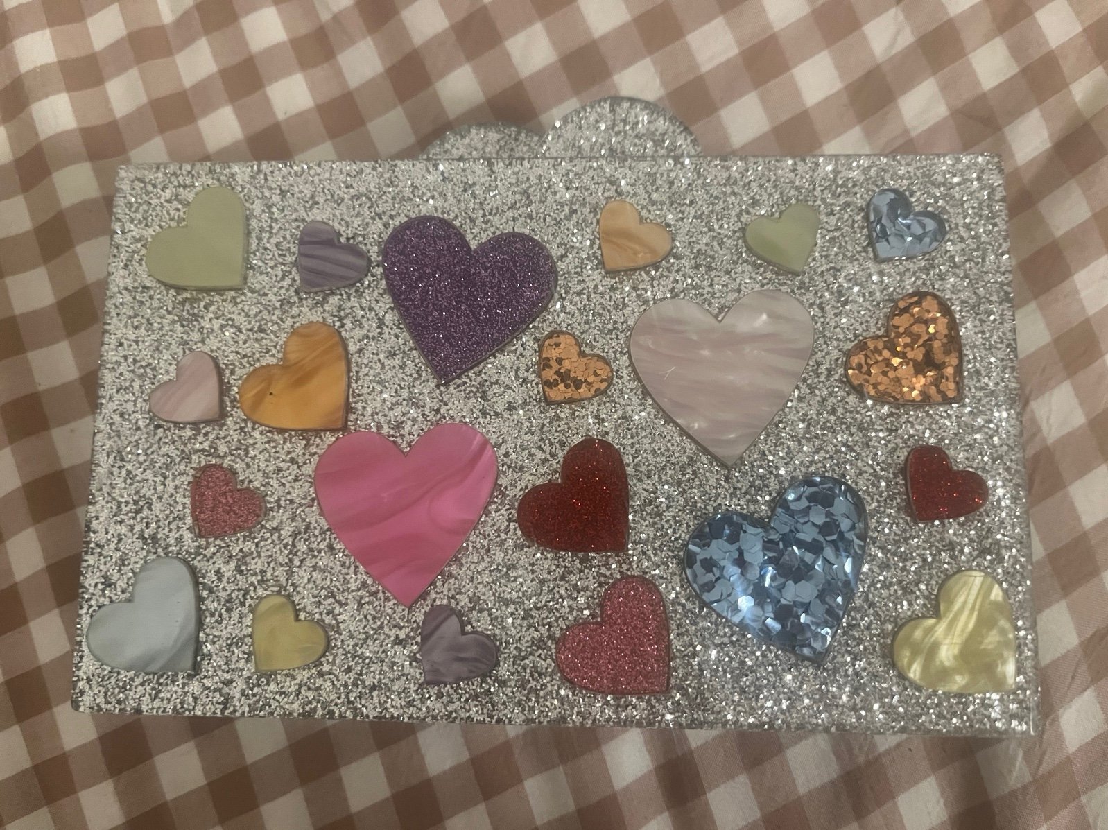 Bari Lynn Glitter Heart Clutch
