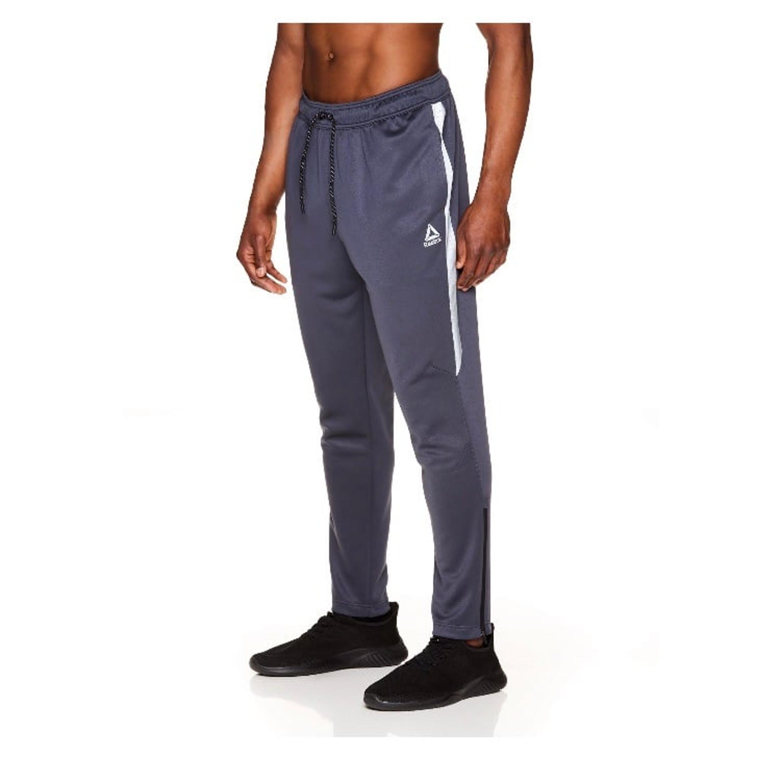 Reebok Men Pull-On Active Pants 2XL Gray Tapered Slim Reflective Ankle Zipper