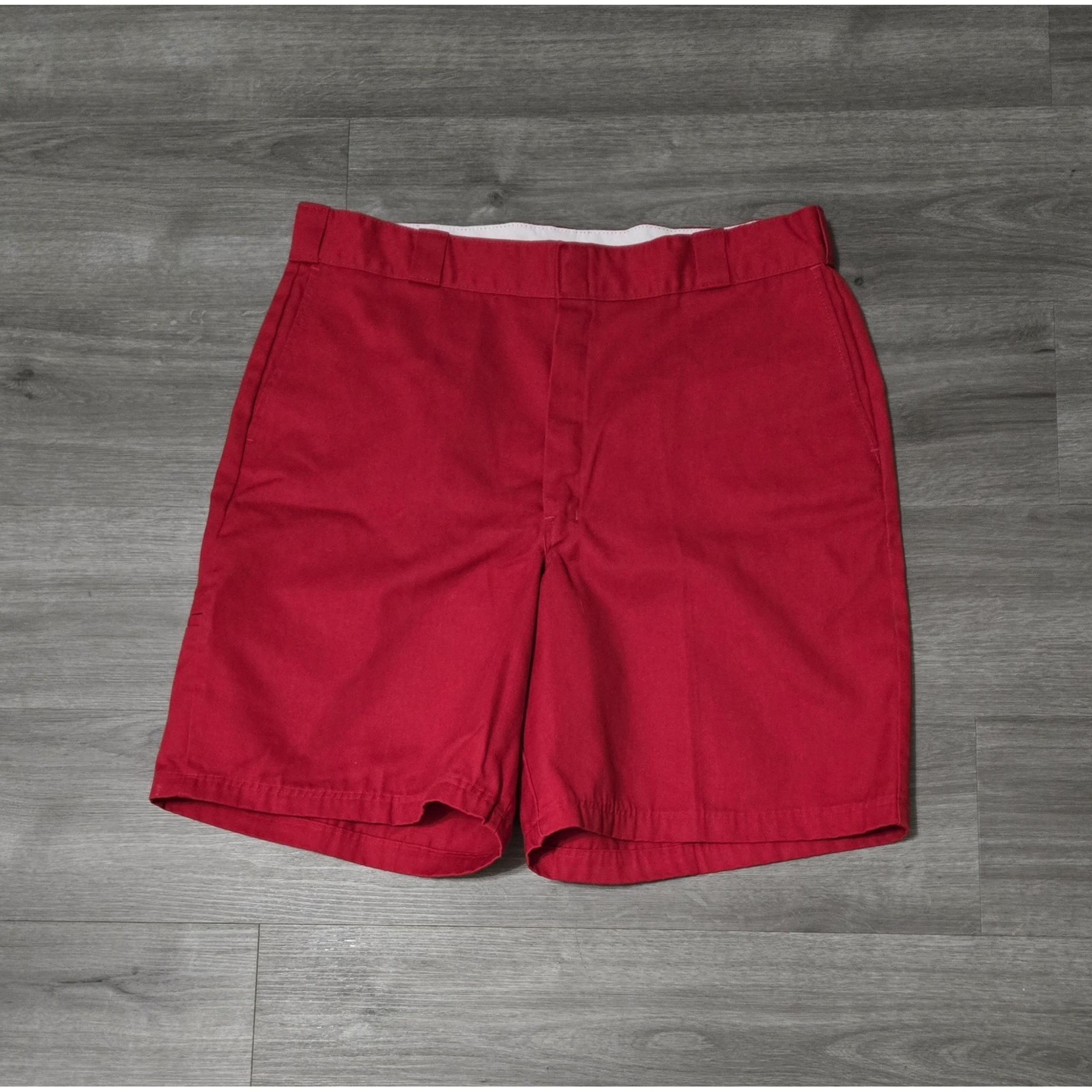 Dickies Loose Fit Shorts Red Canvas Men's 39 Chino Y2K Long Baggy
