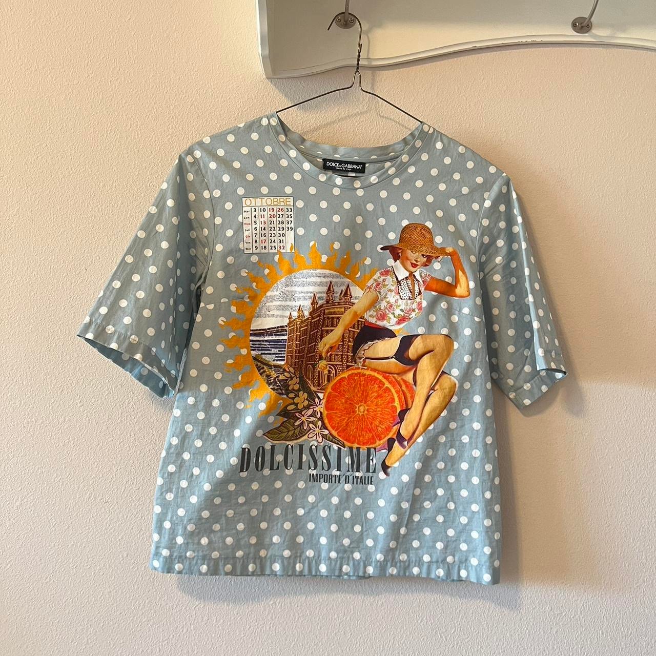 Dolce & Gabbana Amalfi Blue Polka Dot Tee