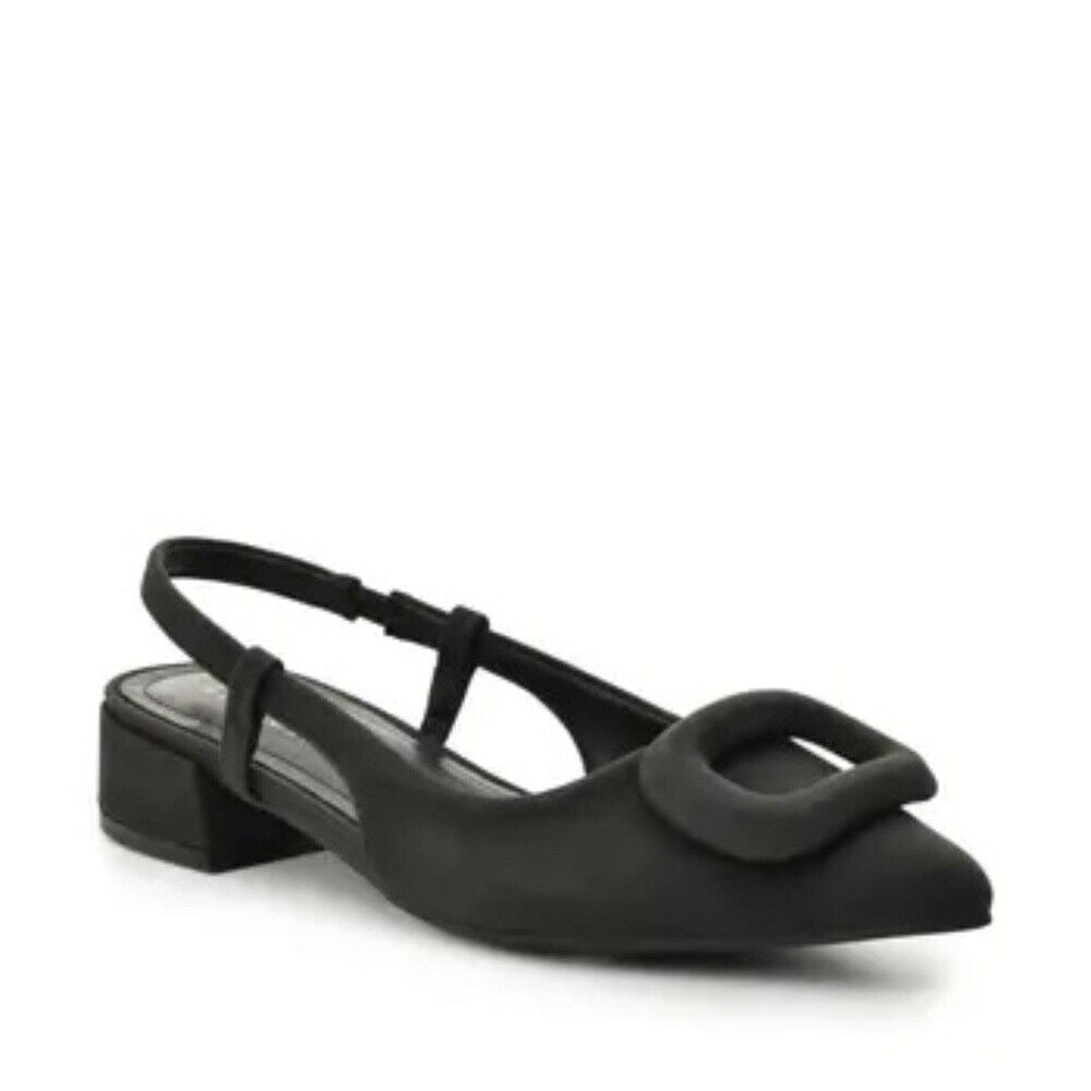 New NICOLE MILLER Black Friah Slingback Low Heels SZ 8.5