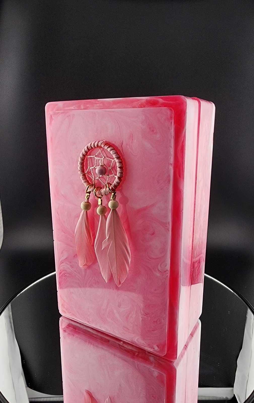 Handmade pink mini dreamcatcher jewelry box