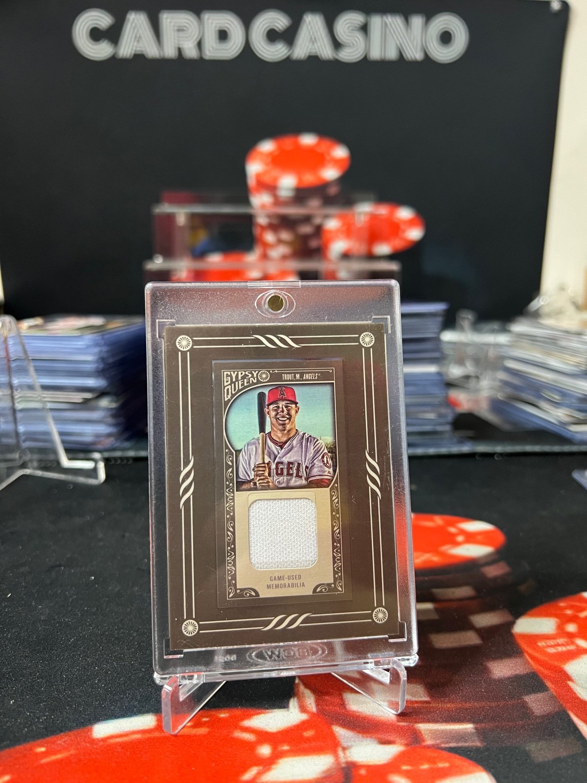 Mike Trout 2015 Topps Gypsy Queen # GMR-MTR Framed Game Used White Jersey Patch