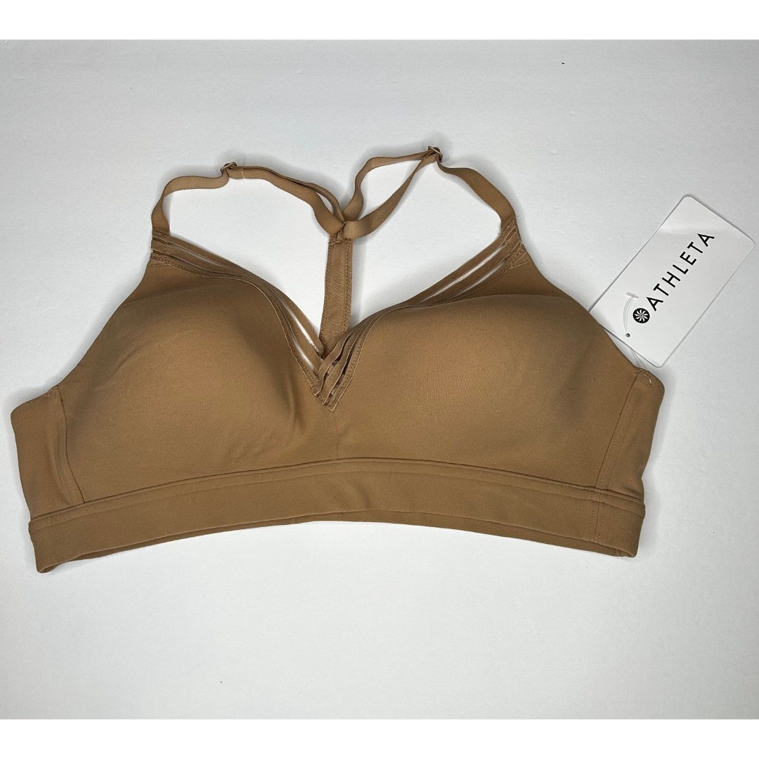 New Athleta Tan everyday sports bra lined wire free size large