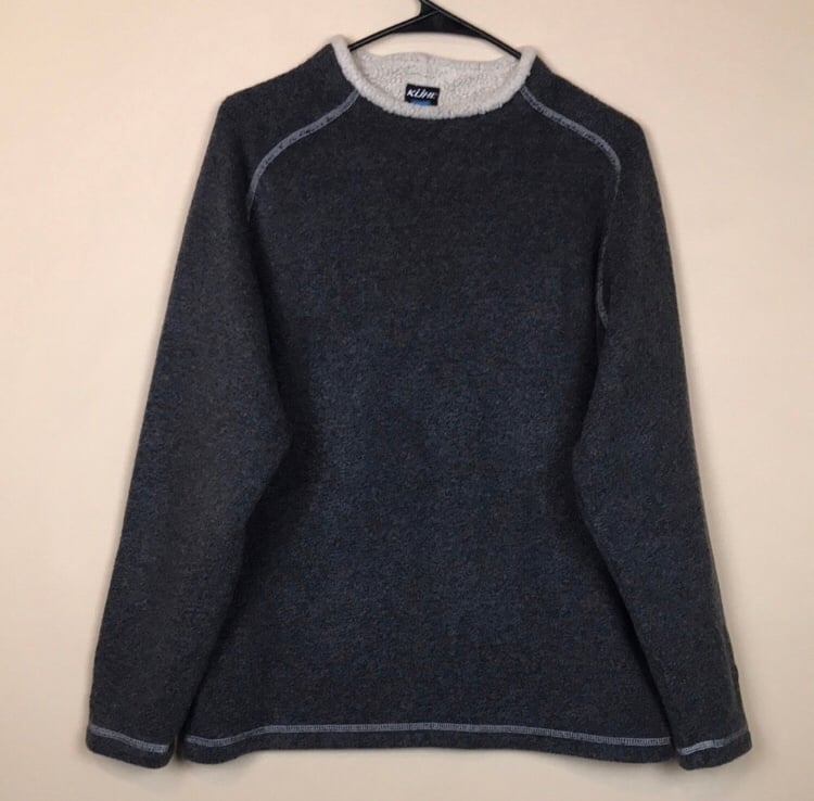 Kuhl Men's Alfpaca Fleece Gray Cream Knit Sweater Sweatshirt