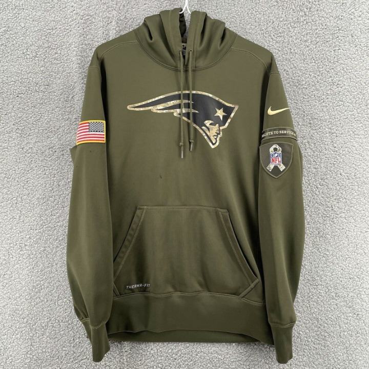 Nike New England Patriots Hoodie Men’s Medium Salute To Service Pullover Green
