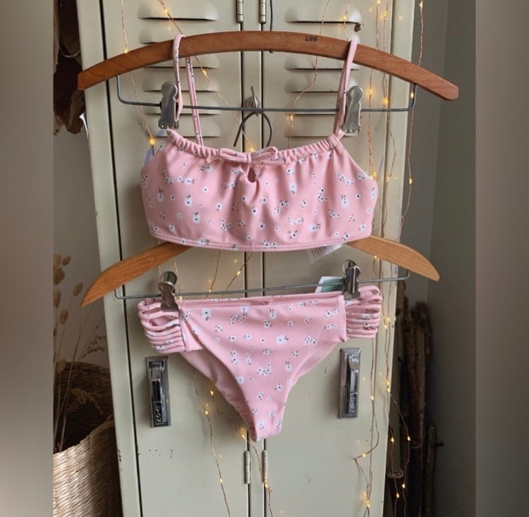 Floral Tie Front Bikini Set
