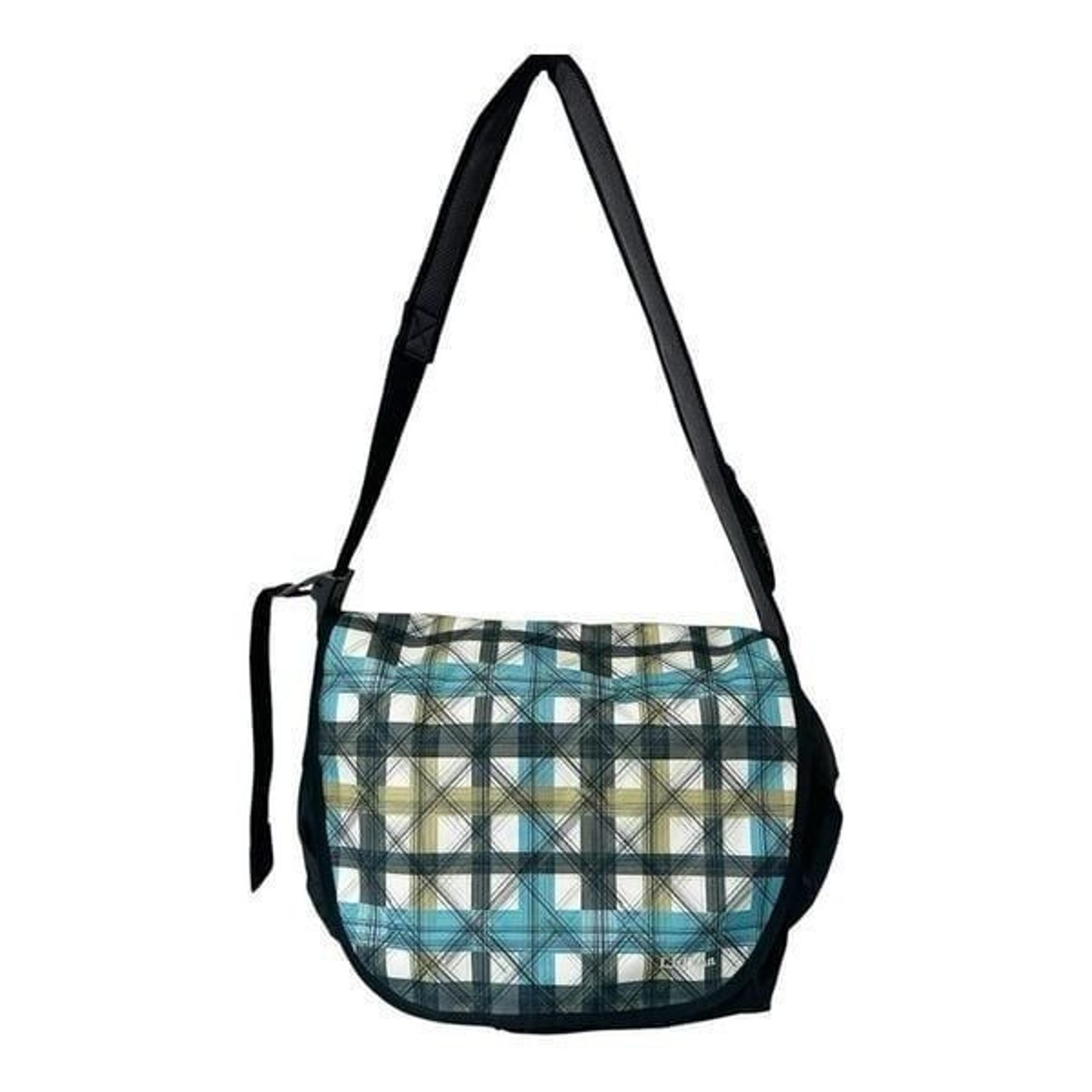 L.L. Bean Laptop Messenger Crossbody Shoulder Flap Black Turquoise Weekender Bag