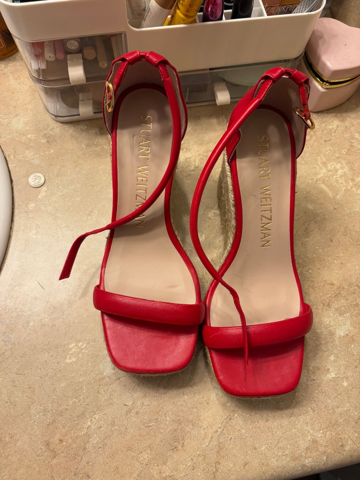 Stuart Weitzman Red Wedge Heels