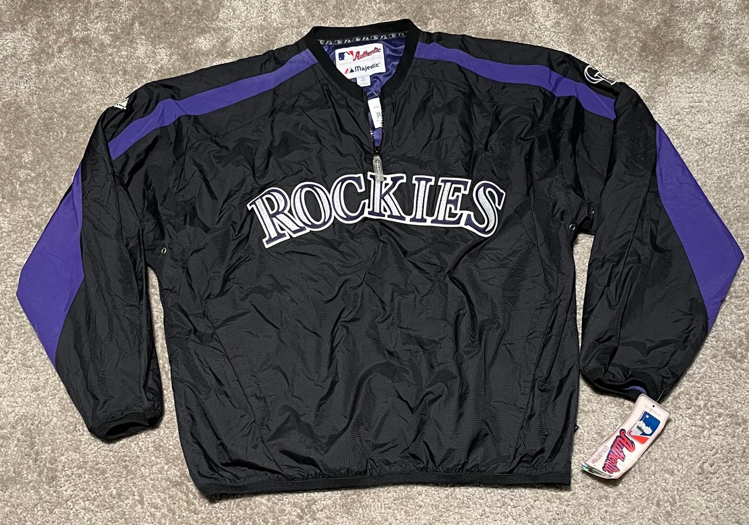 Majestic Coolbase Colorado Rockies Pullover 1/4 Zip Jacket Black Men's XL