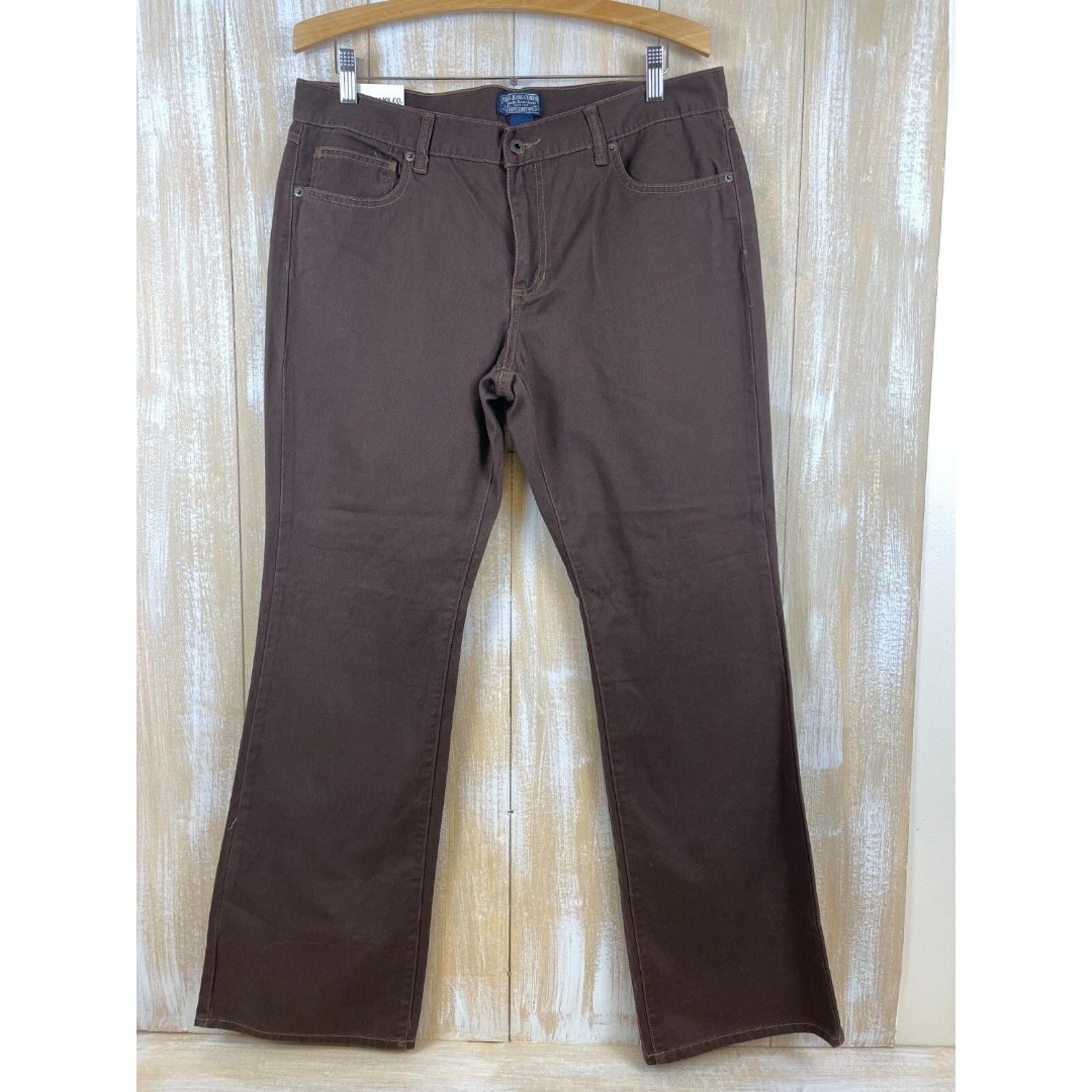NWT Polo Jeans Company Ralph Lauren Women's Twill Brown Pants 14 X 32 Boot Cut