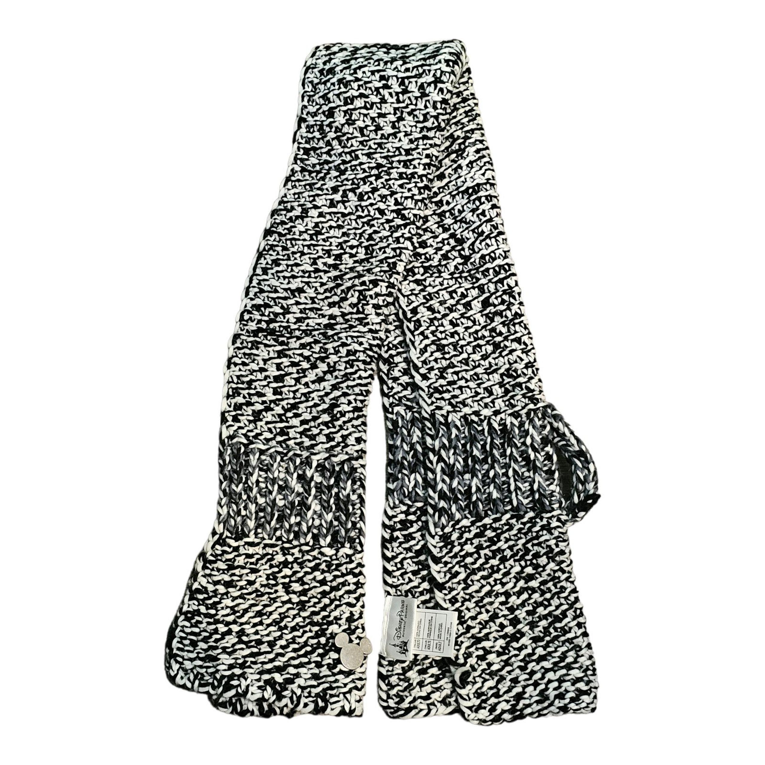 Disney Parks Authentic Mickey 9.5 x 48 Black White Scarf