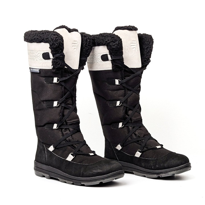 Lacrosse Women Rolling 15 Black Fabric Lace-up Insulated Tall Winter Boots sz 9
