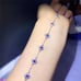 Dainty Blue Sapphire Floral Chain Bracelet, Natural Sapphire Chain Bracelet