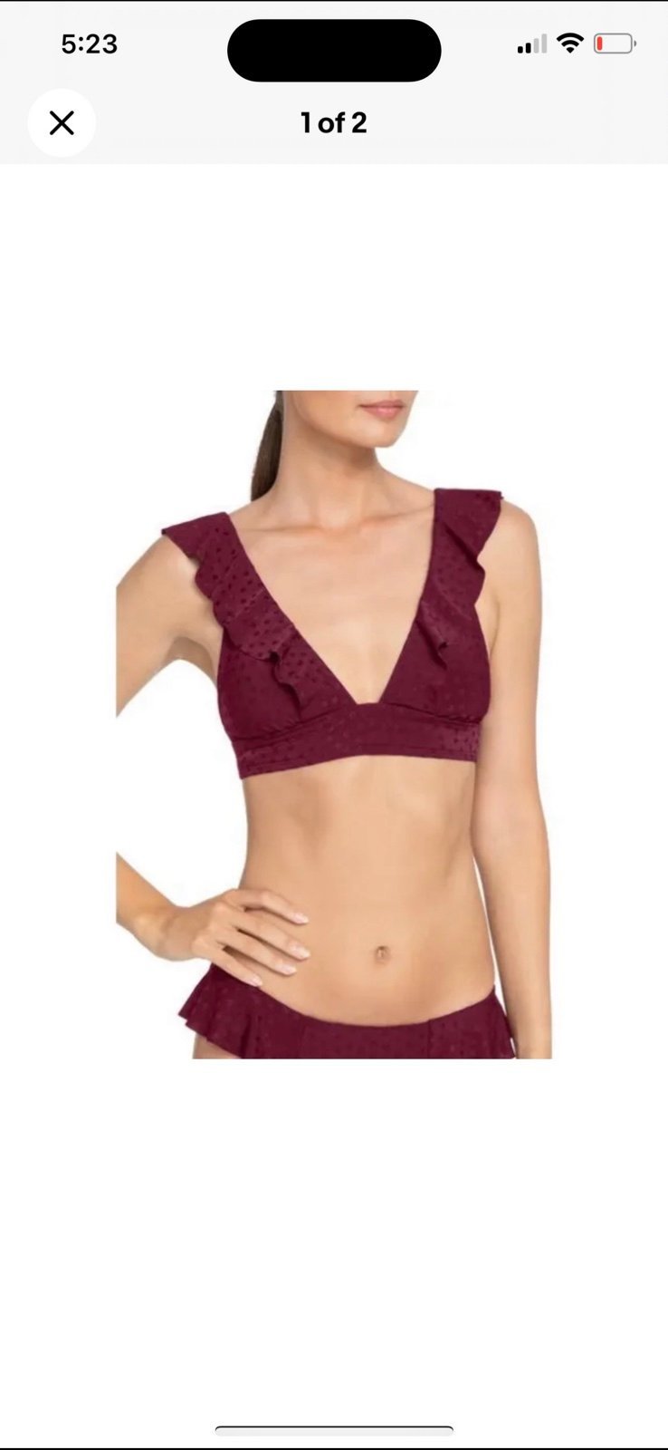 Robin Piccone Julianna Ruffle Bikini Eggplant Top Size XS Bottom Size M NWT