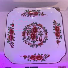 Vintage Asian Ceramic Red Floral Serving Plate