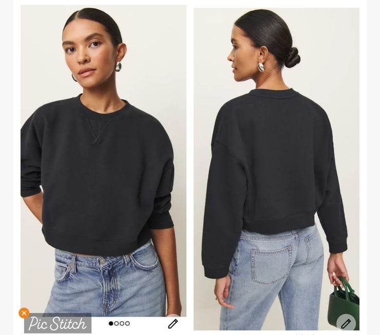 Reformation Grace Crop Sweatshirt Black