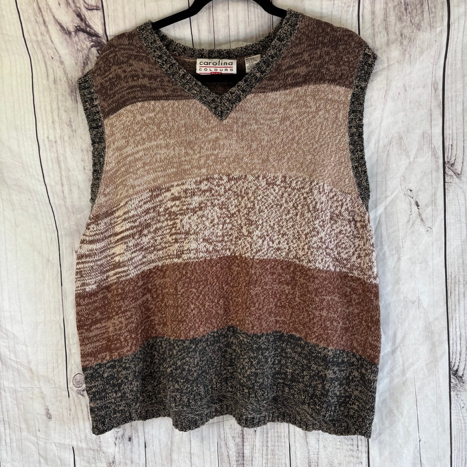 Vintage Carolina Colors Neutral Knit Sweater Vest 22W