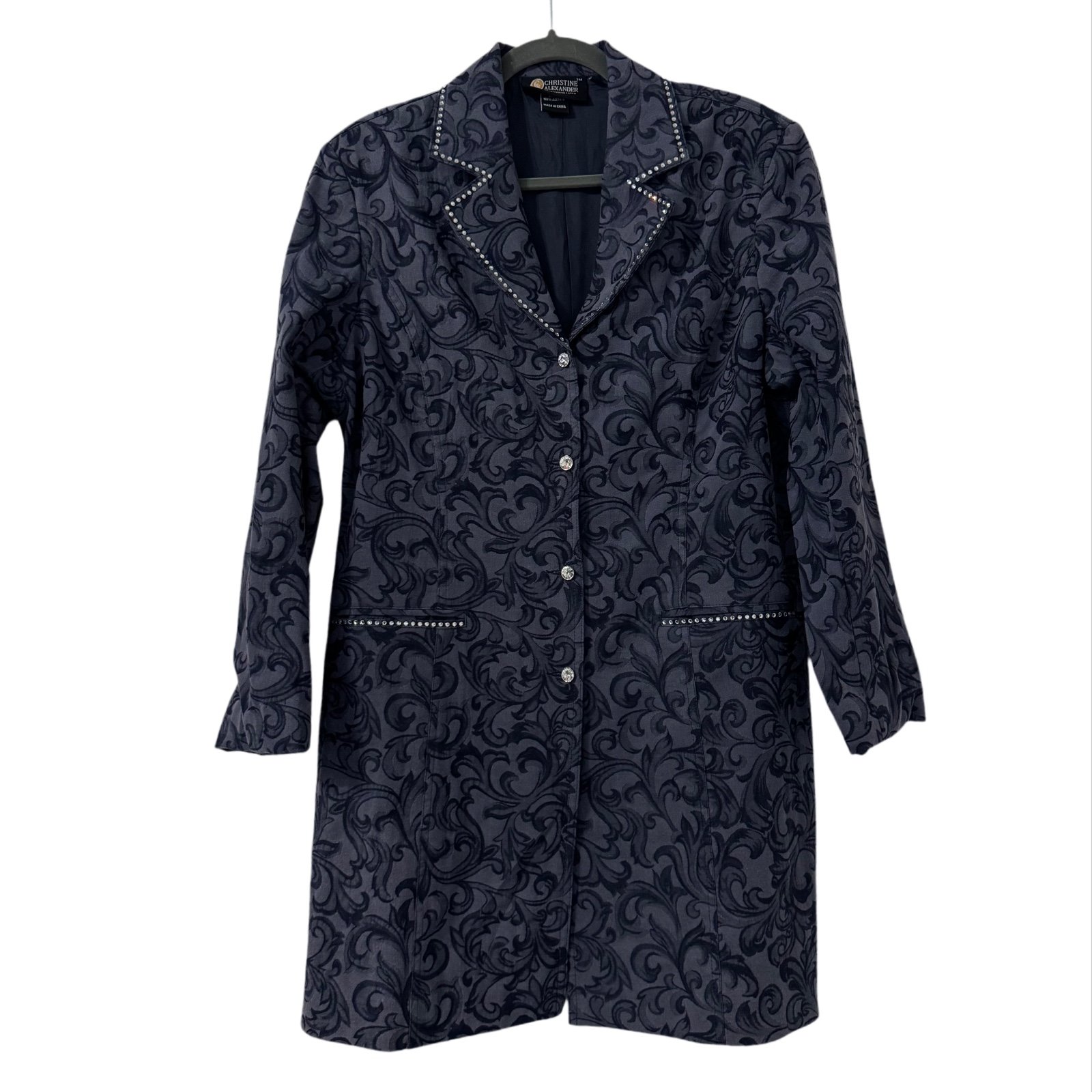 Christine Alexander Jacquard Tapestry Bling Long Shaket Large Blue Lagenlook