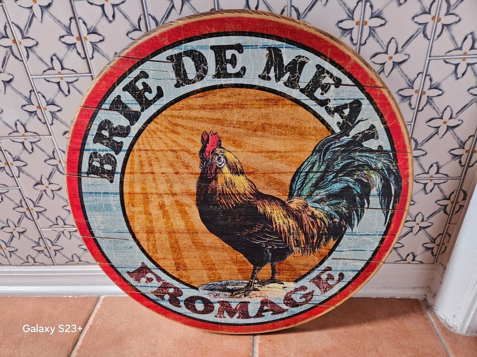 RARE 22 ROOSTER CHICKEN SHABBY CHIC RUSTIC FARMHOUSE WOOD LAZY SUSAN TURNTABLE