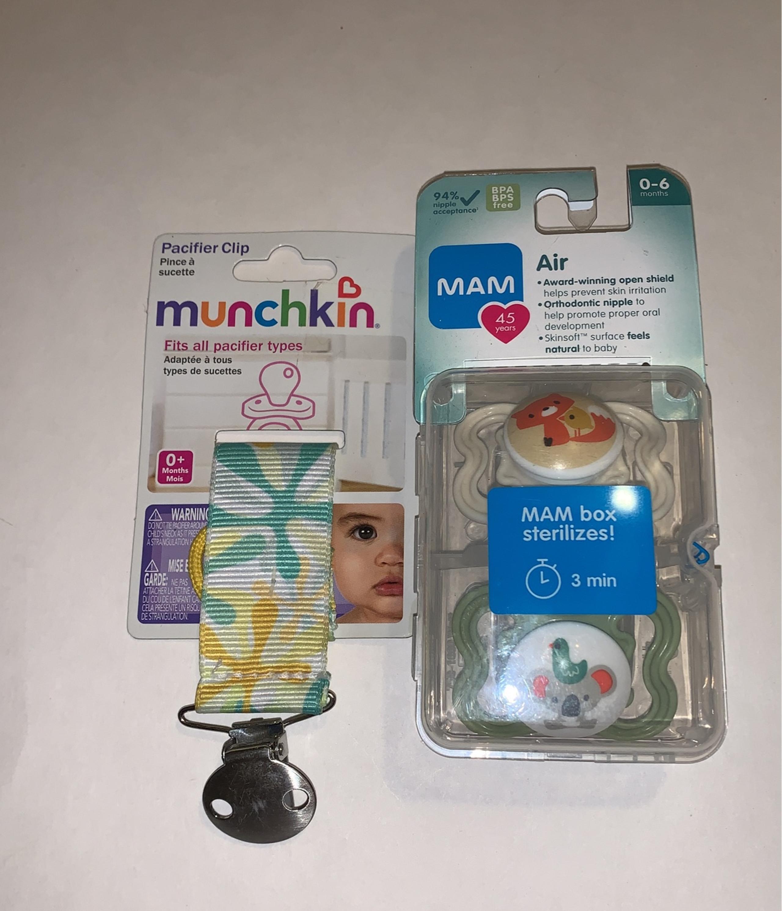 MAM Air pacifiers  & Munchkin pacifier Clip