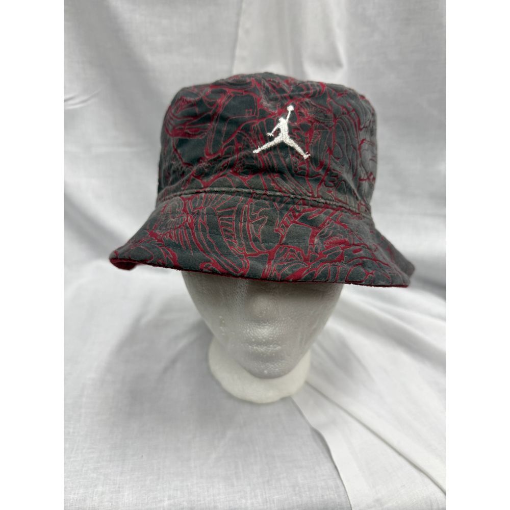 Air Jordan Retro Bucket Hat Black Red Abstract Pattern Streetwear Basketball