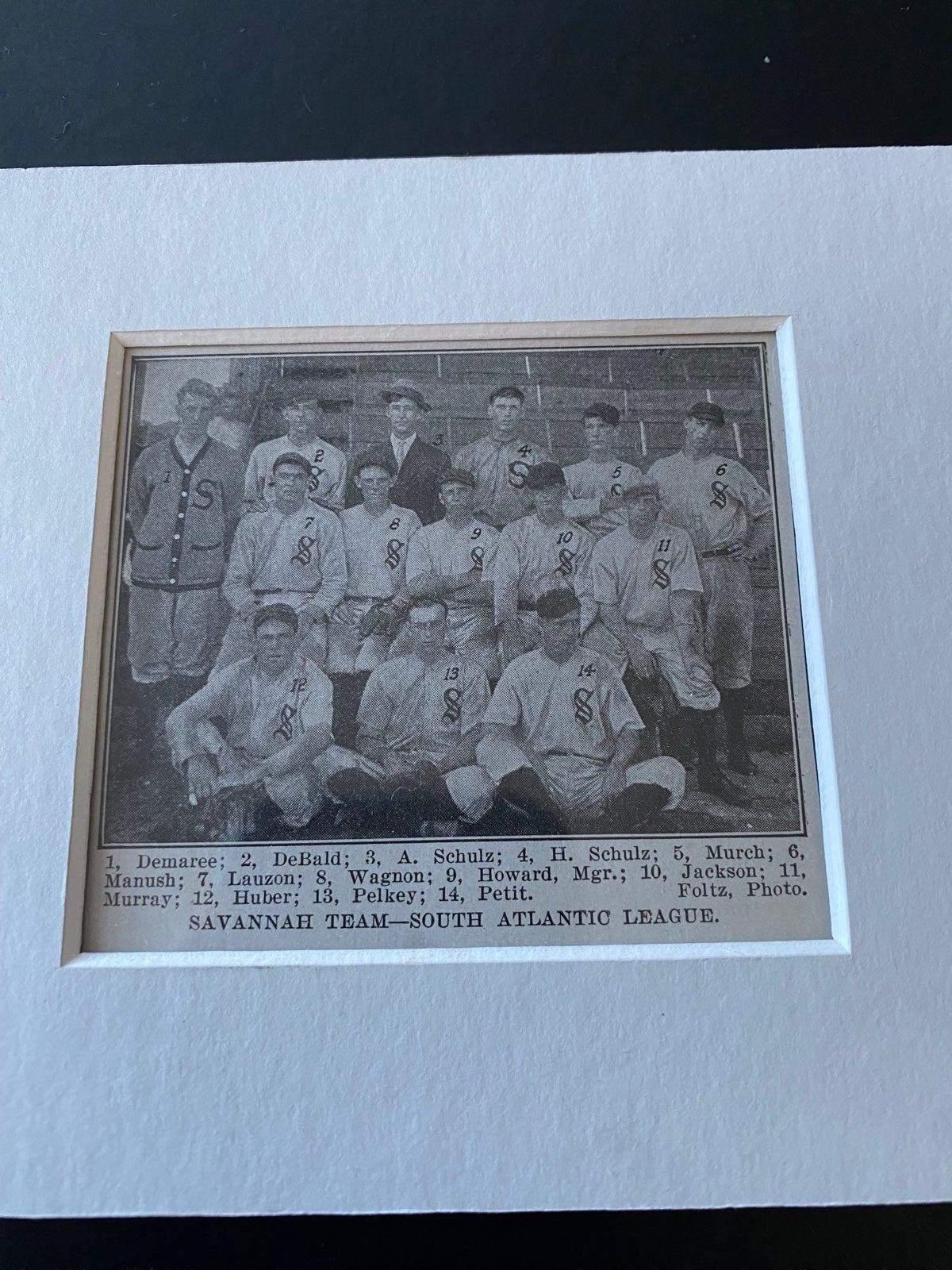 Shoeless Joe Jackson 1909 Savanah Baseball Team Photo