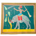 Vintage Egyptian framed appliqué wall hanging elephant