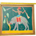 Vintage Egyptian framed appliqué wall hanging elephant