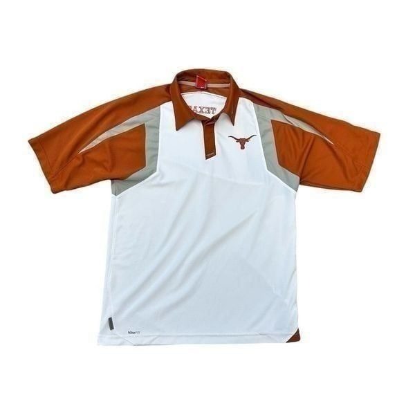 Vintage 90s Nike Texas Longhorns Men's Orange Polo Shirt Size M Short Sleeve