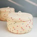 12.Beige Color Line With Lid Round Basket/Woven Storage Basket With Lid Toy Bask