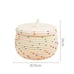 12.Beige Color Line With Lid Round Basket/Woven Storage Basket With Lid Toy Bask