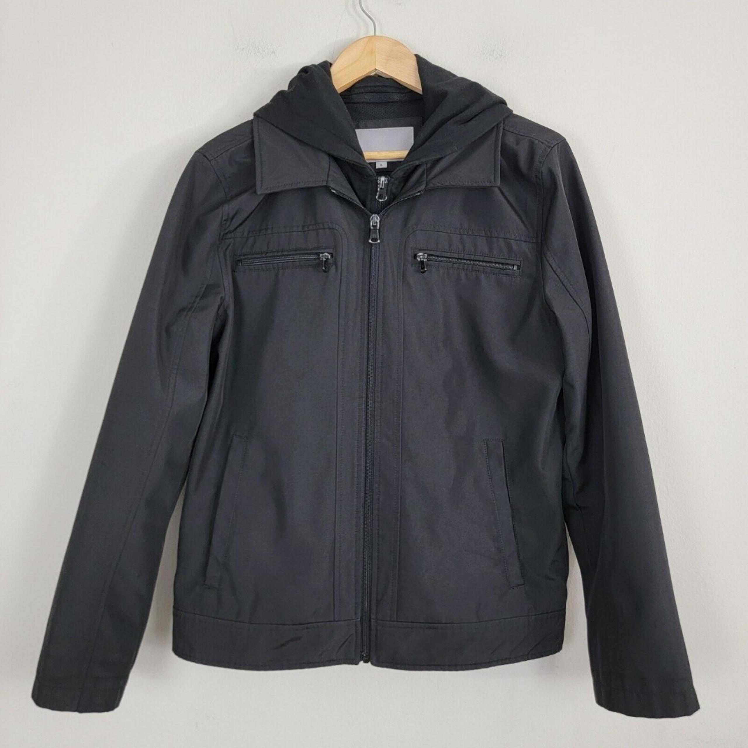Wilson Leather Bomber  Softshell Jacket Mens S Hooded Double Zip Collared