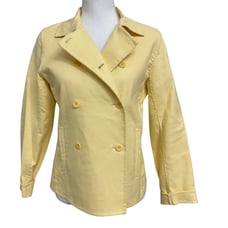 Eileen Fisher Double Breasted Jacket With Pockets Light Yellow Size Petite Small