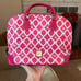 Dooney & Bourke leather zip zip satchel in pink and white lattice
